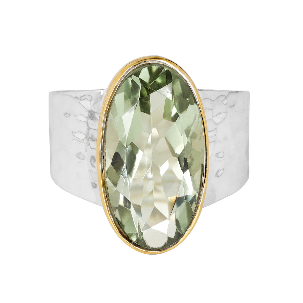 925 Sterling Silver Green Amethyst Verdant Mirage Ring: 10