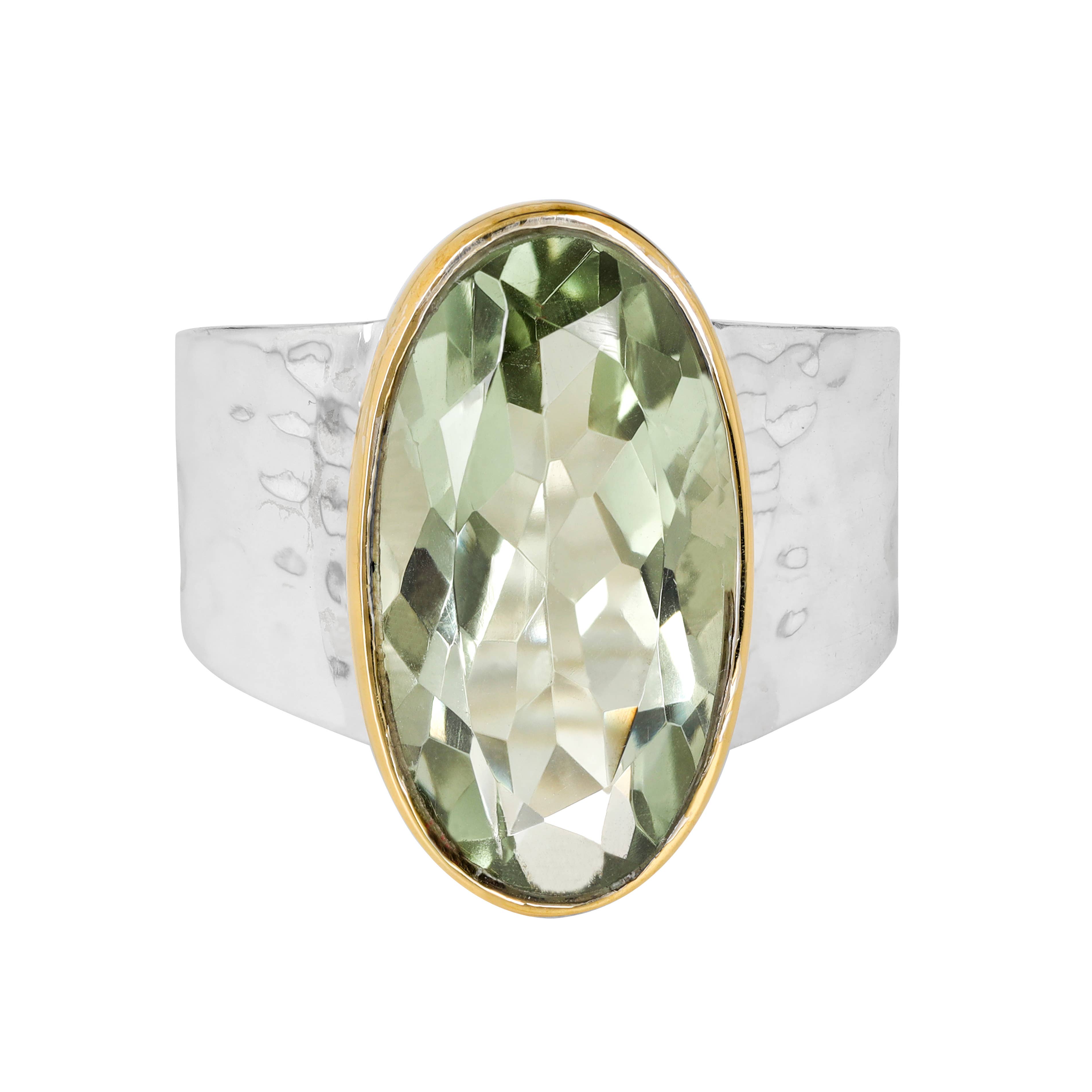 925 Sterling Silver Green Amethyst Verdant Mirage Ring: 10