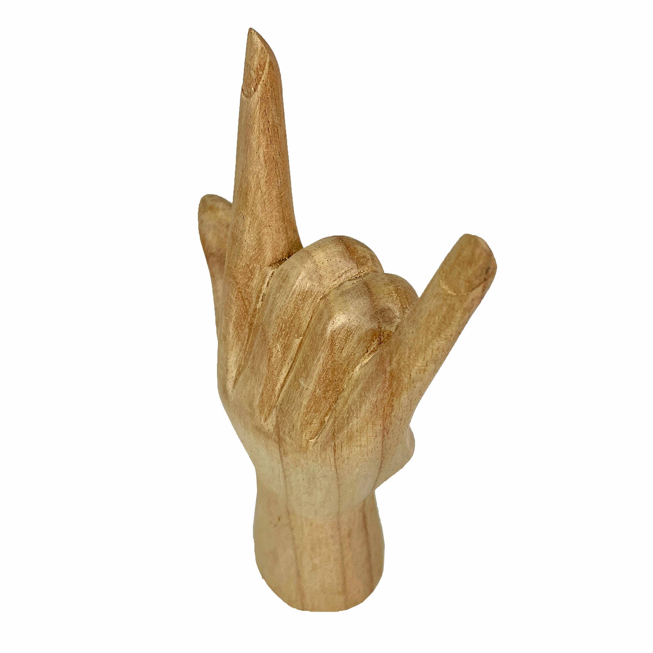 Wooden Sign Language I Love You Hand Gesture Statue 7.75"