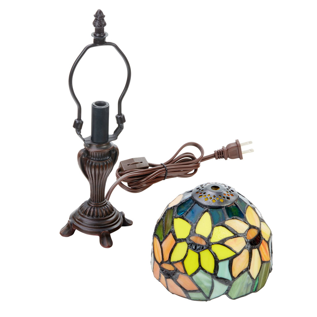 12" Sunflower Blossoms Tiffany Candlestick Accent Lamp