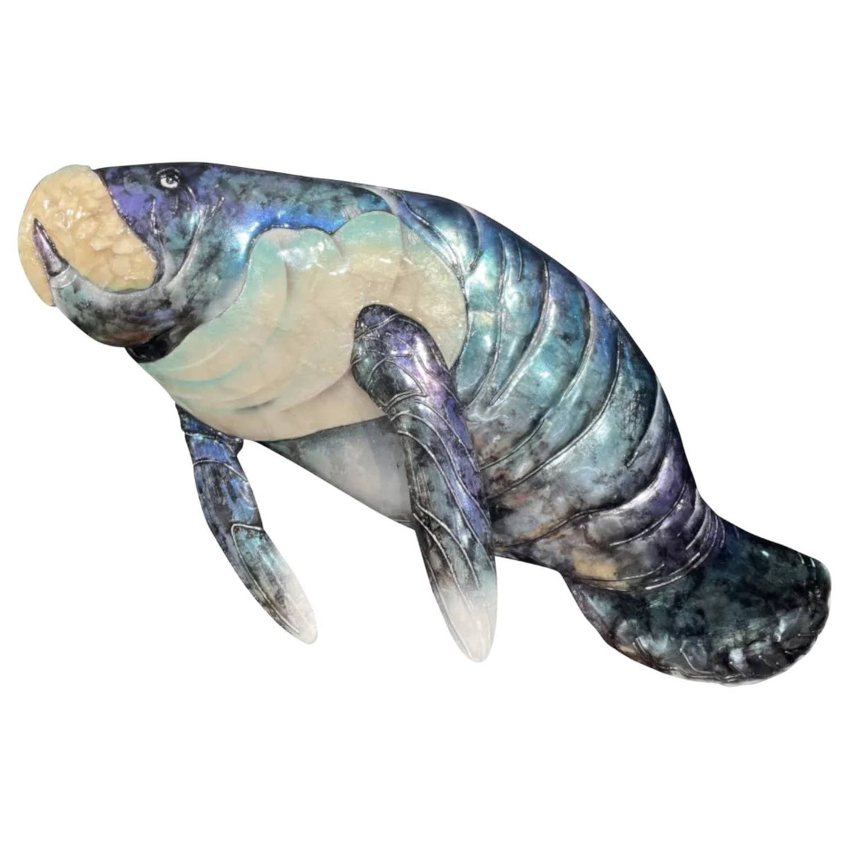 Blue & White Capiz Wall Décor - Manatee No N/D-BWC-18MA
