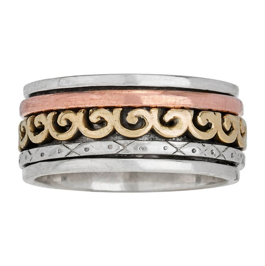 Sterling Silver, Brass, Copper Men's Spin Ring: 10