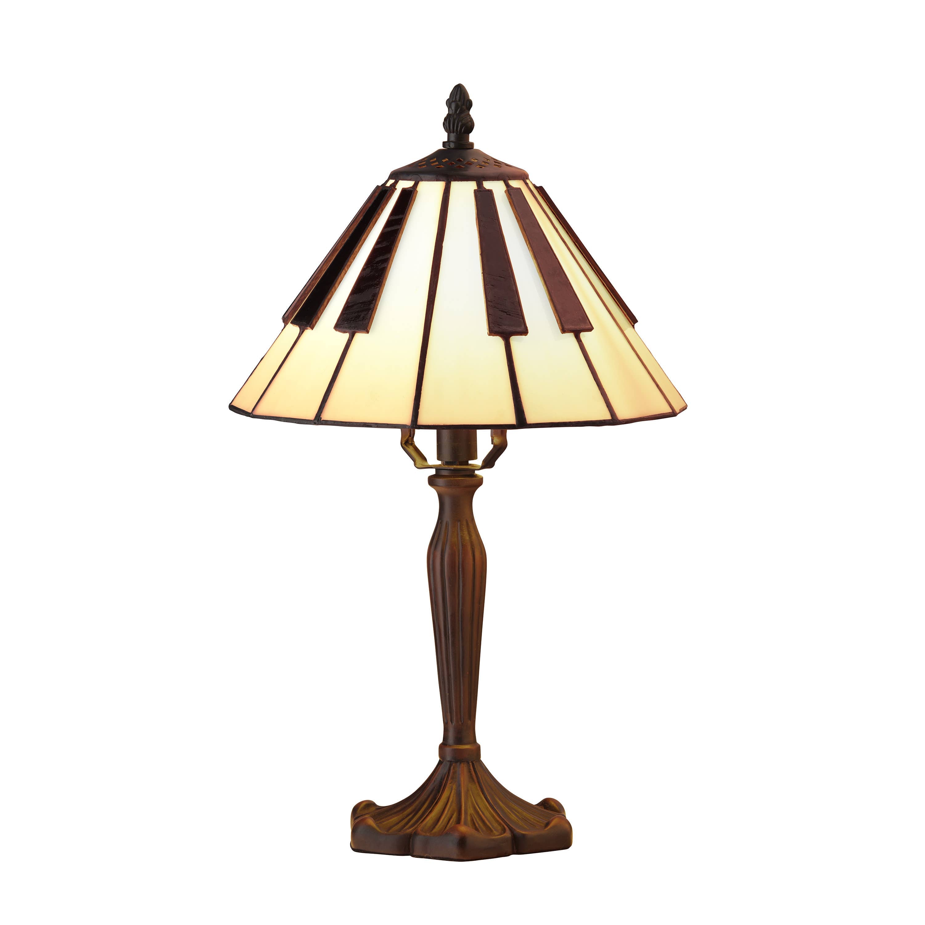 16"H Black and White Stained Glass Piano Keys Table Lamp