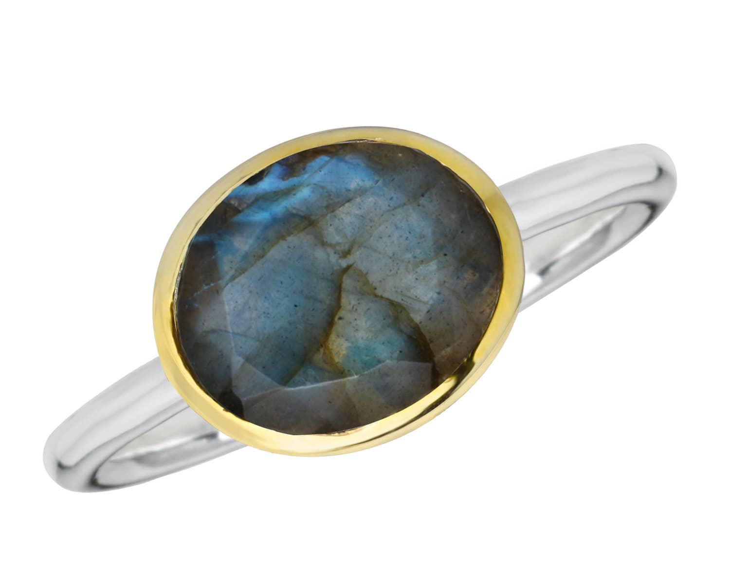 14k Gold Over 925 Sterling Silver Labradorite Ring: 9