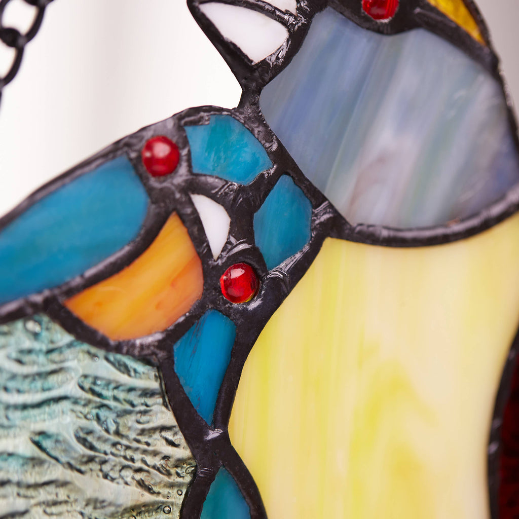 15" Birds in Love Stained Glass Window Panel