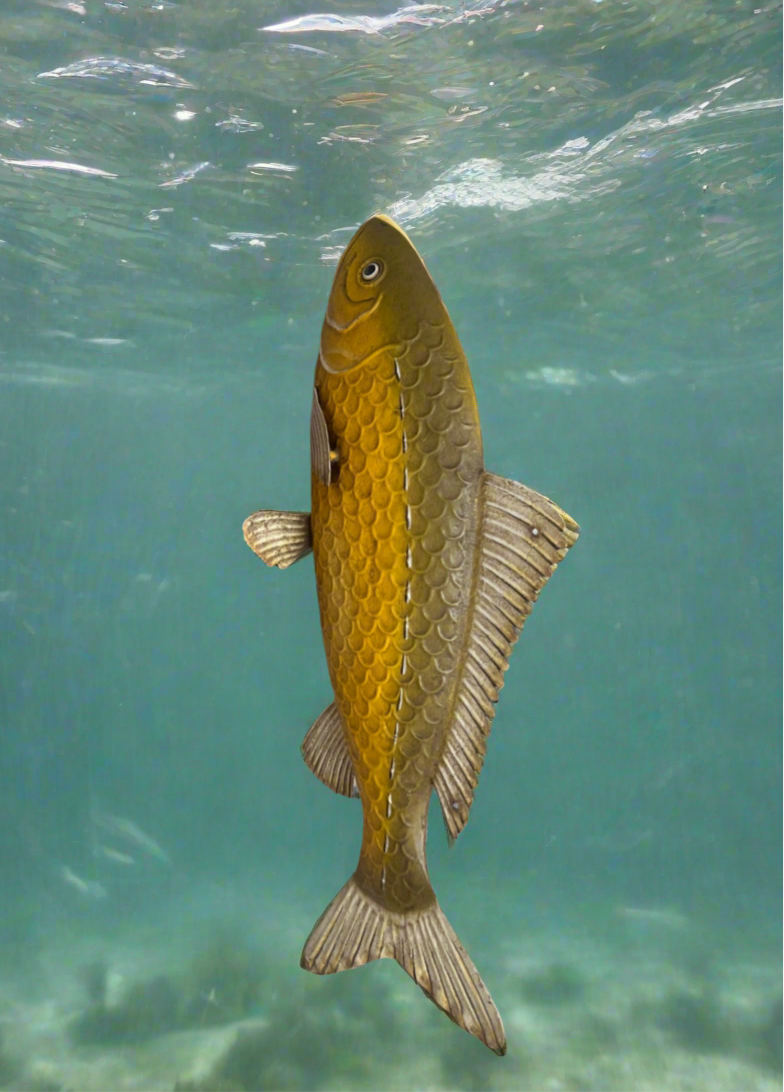 Decorative Fish Sculpture Yellow and brown Plastic or resin