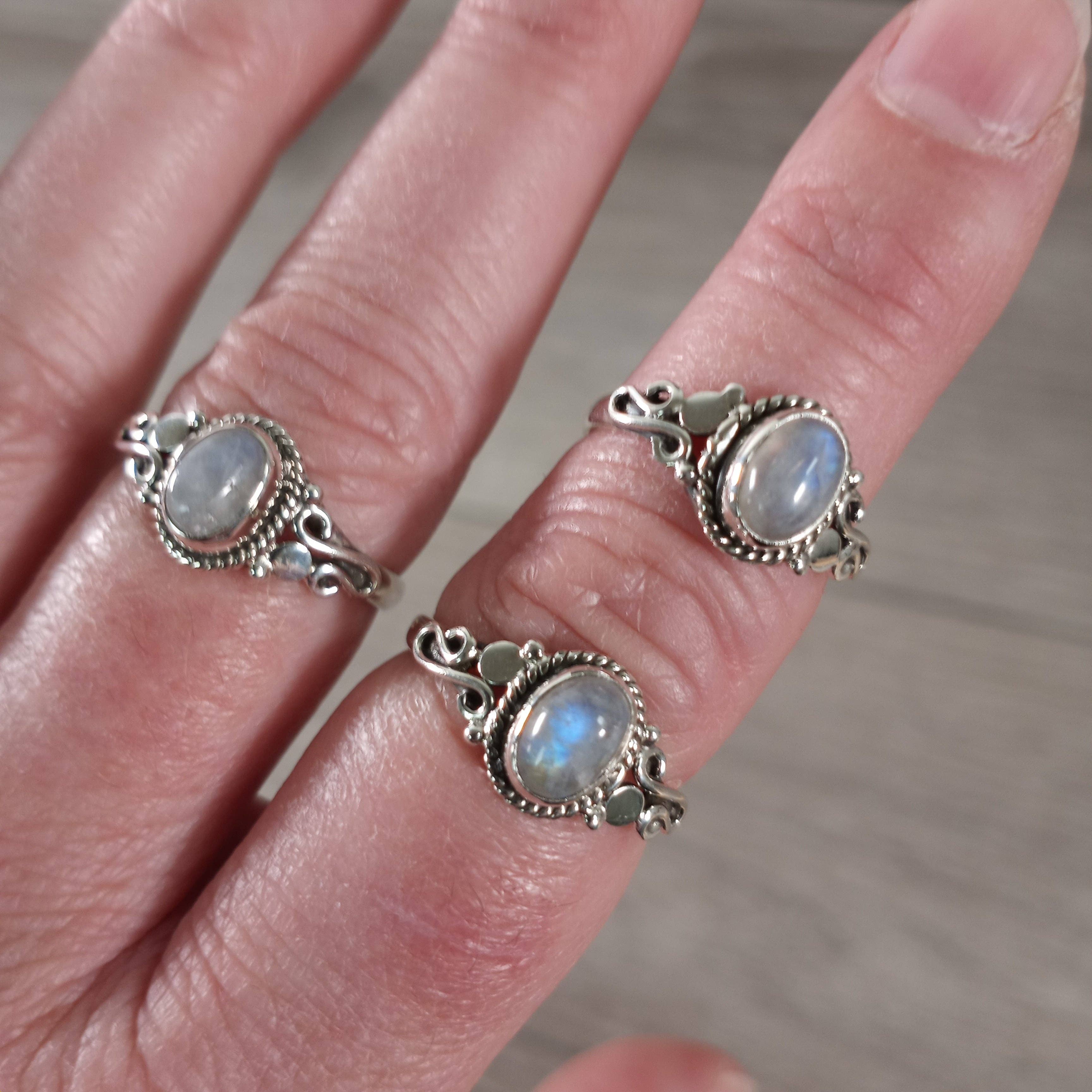 Gemstone Sterling Silver Ring Boho Chic: Emerald / 6