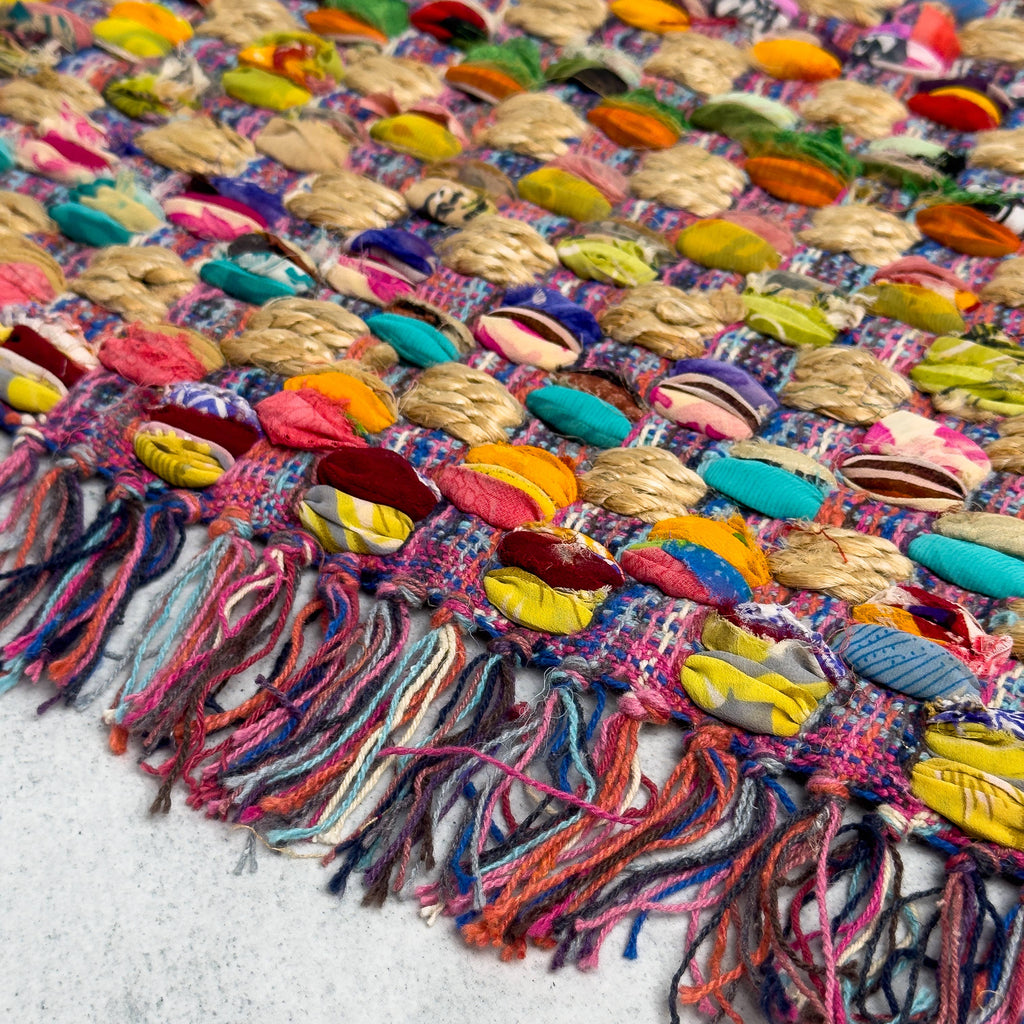 Colorful Jute Rug with Fringe