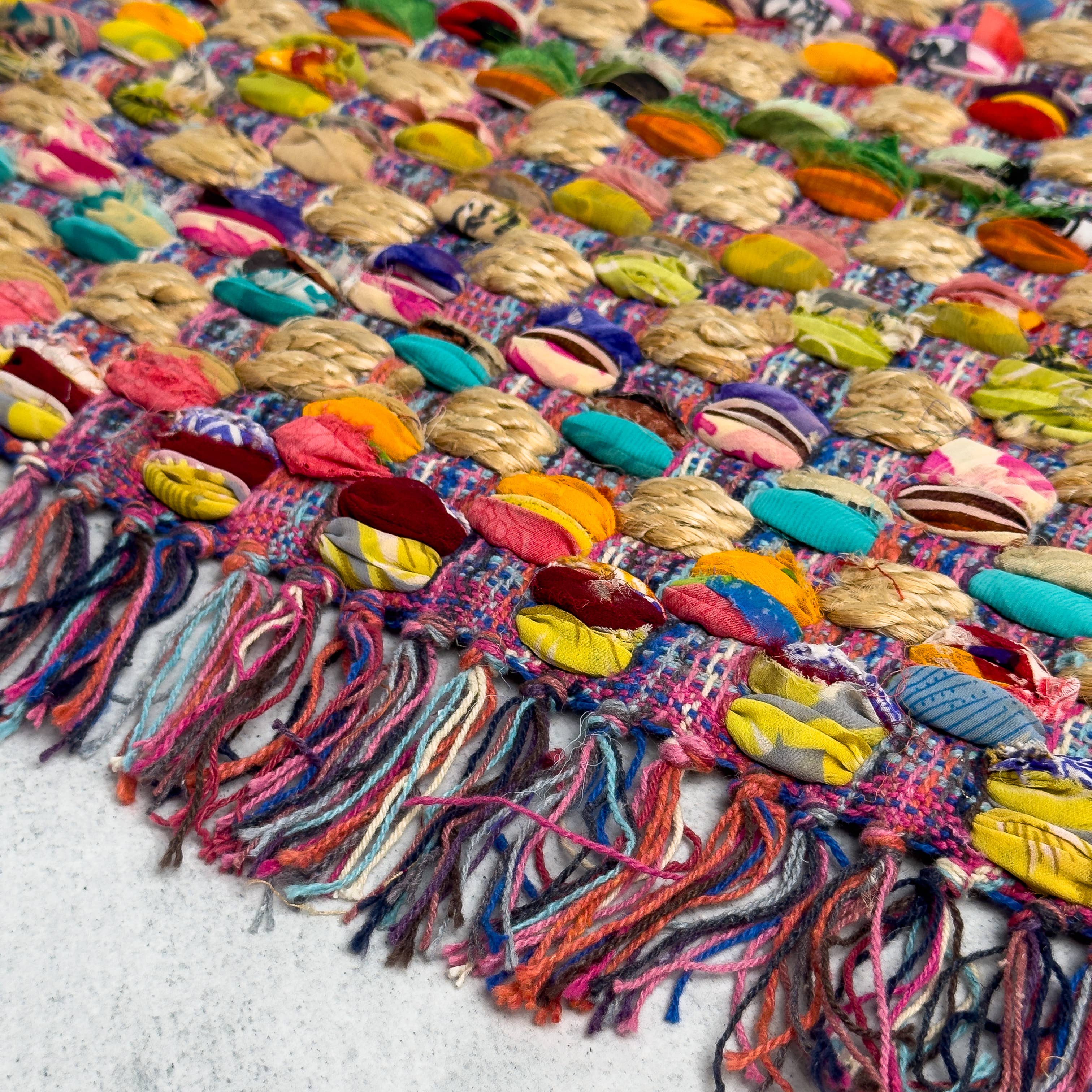 Colorful Jute Rug with Fringe