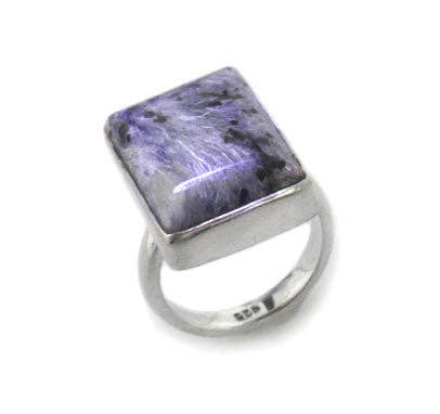 Genuine Purple Russian Charoite Sterling Silver Ring: 6