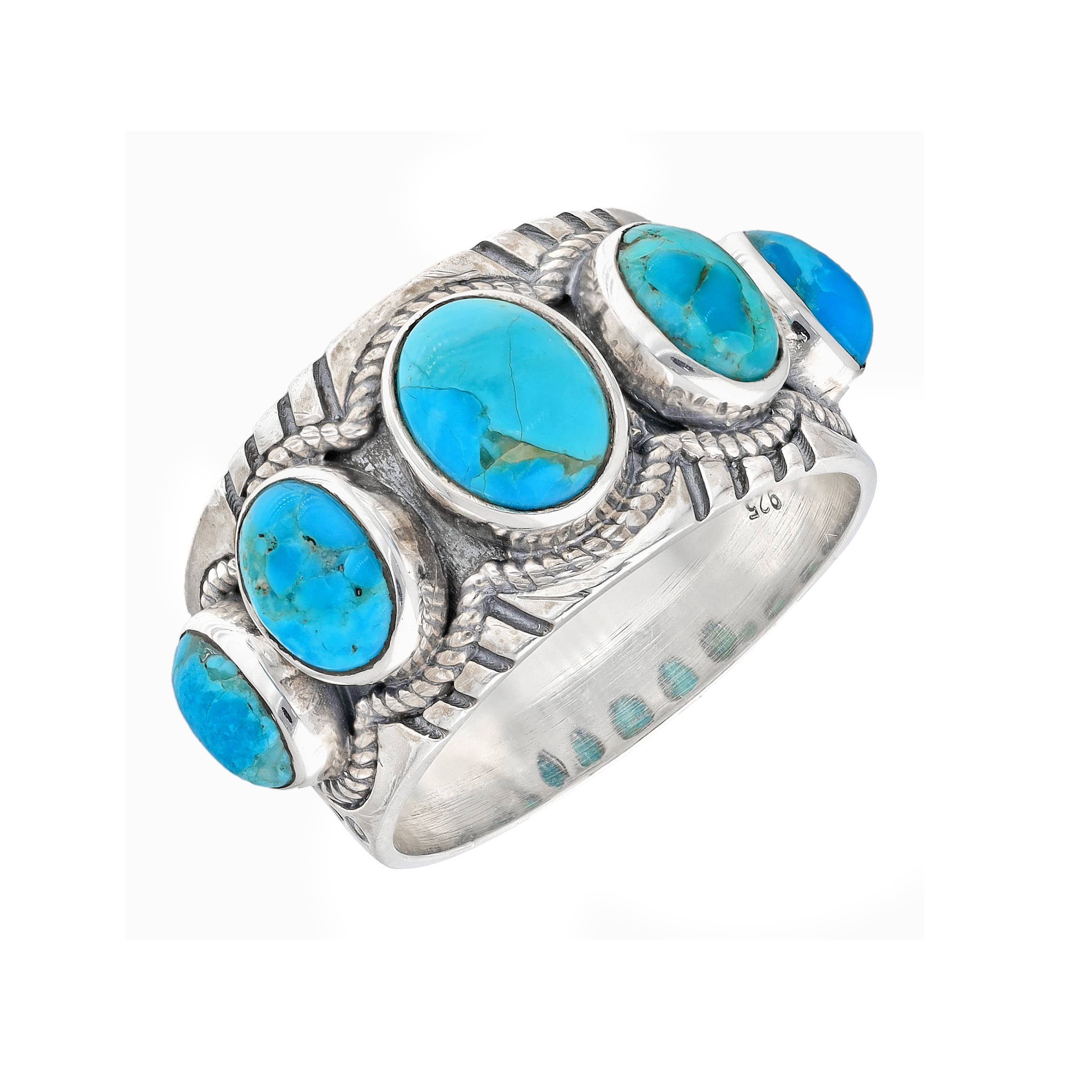Blue Mohave Turquoise Sterling Silver Statement Rings: 7