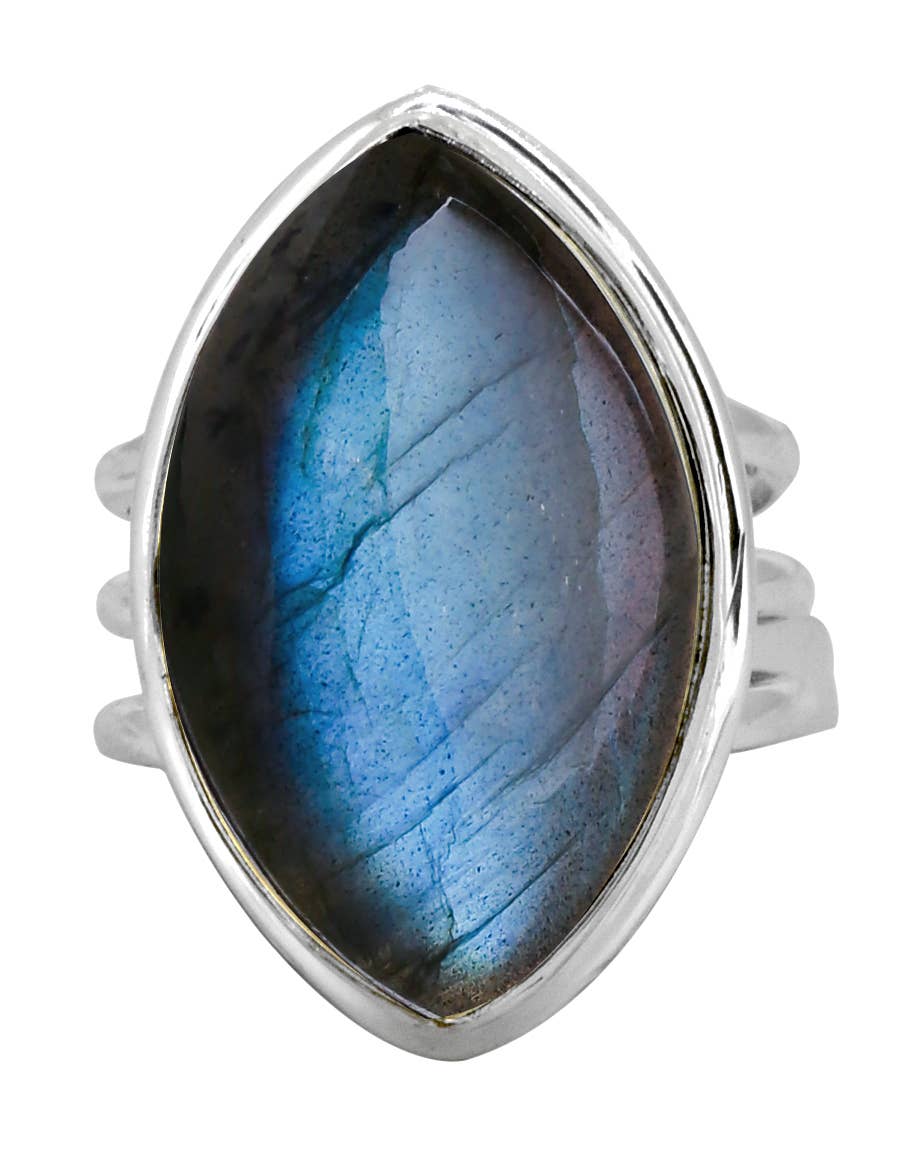 Labradorite 925 Sterling Silver Bold Ring: 8