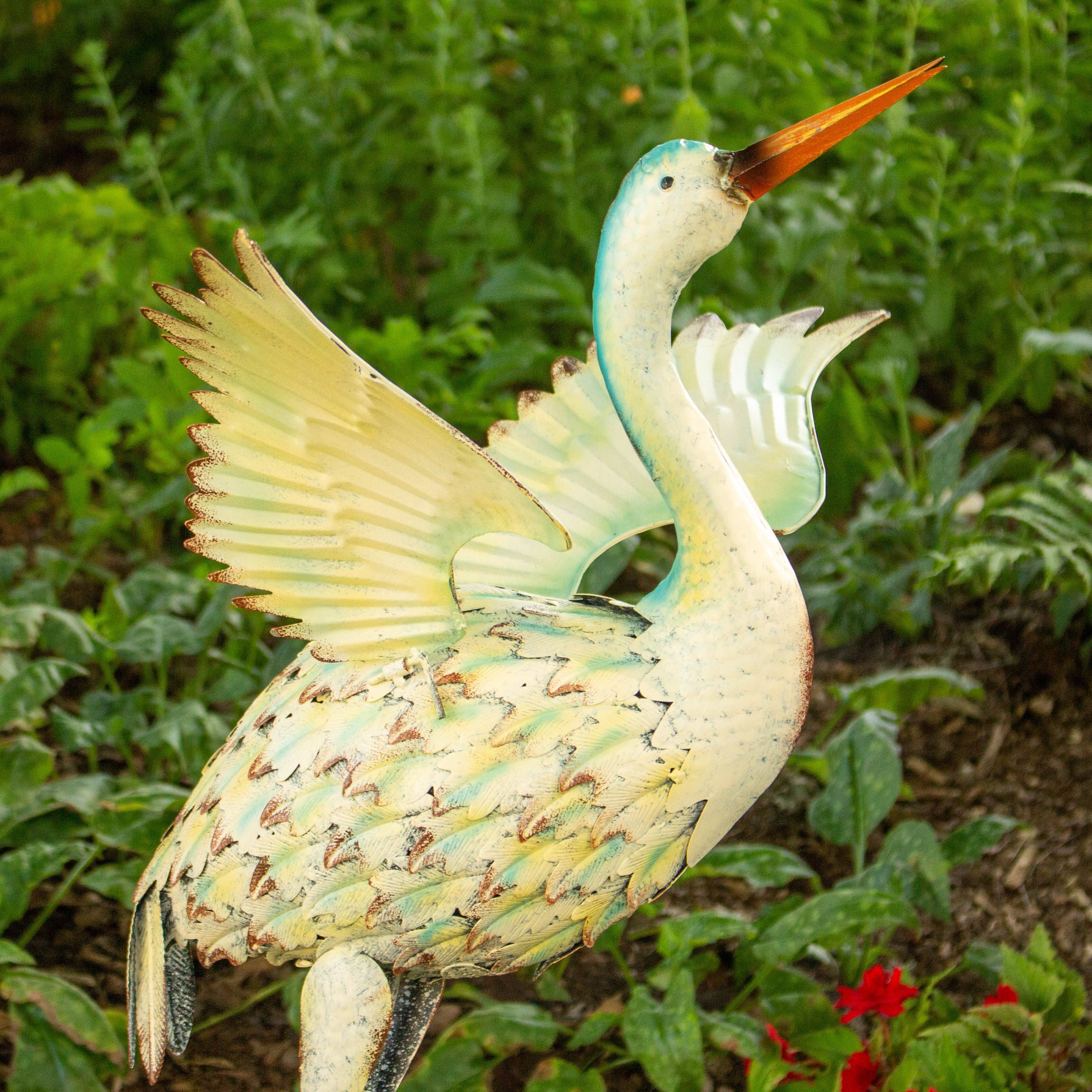 Iron Great White Heron Yard Figurines in 6 Assorted Styles
