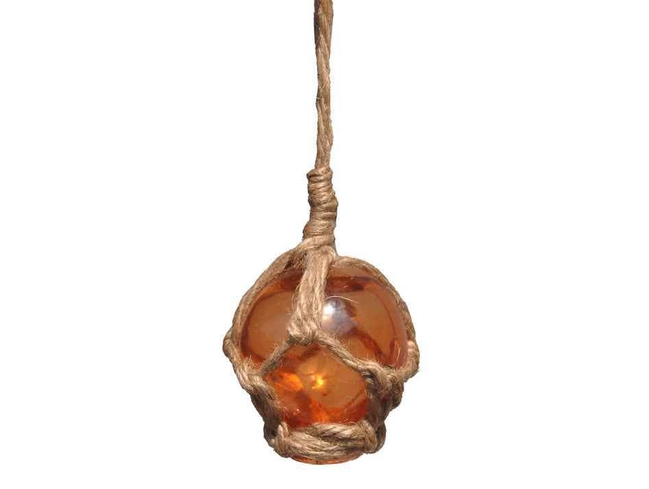 Orange Japanese Glass Ball Fishing Float With Brown Netting