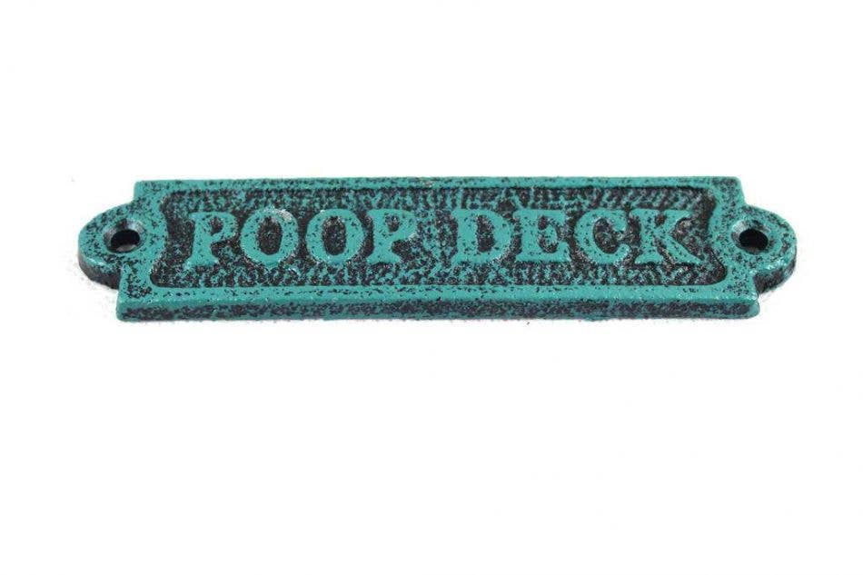 Seaworn Blue Cast Iron Poop Deck Sign 6"