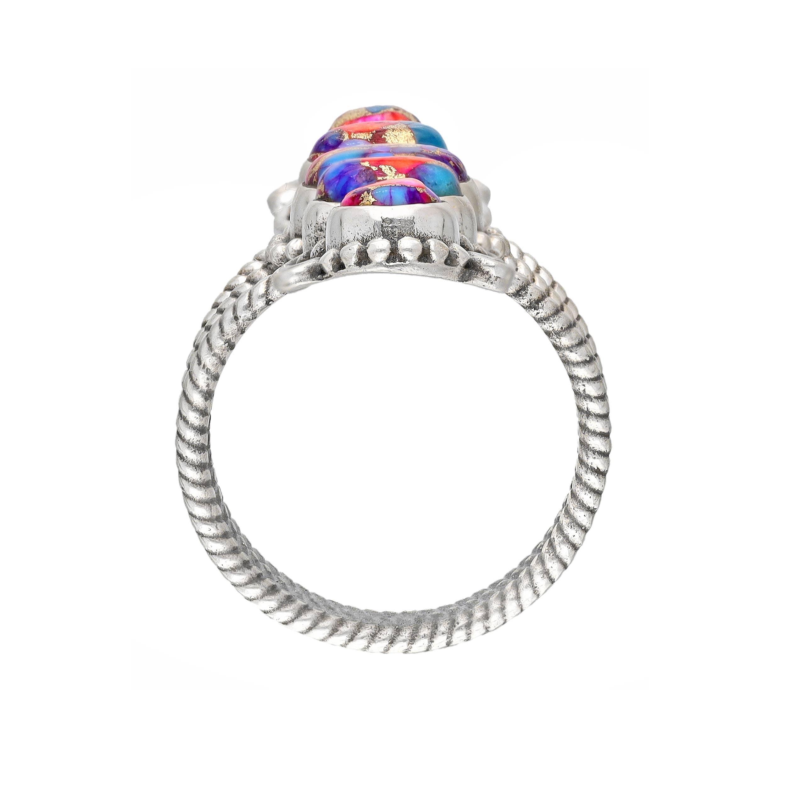 Oyster Copper Turquoise 925 Silver Statement Ring: 9