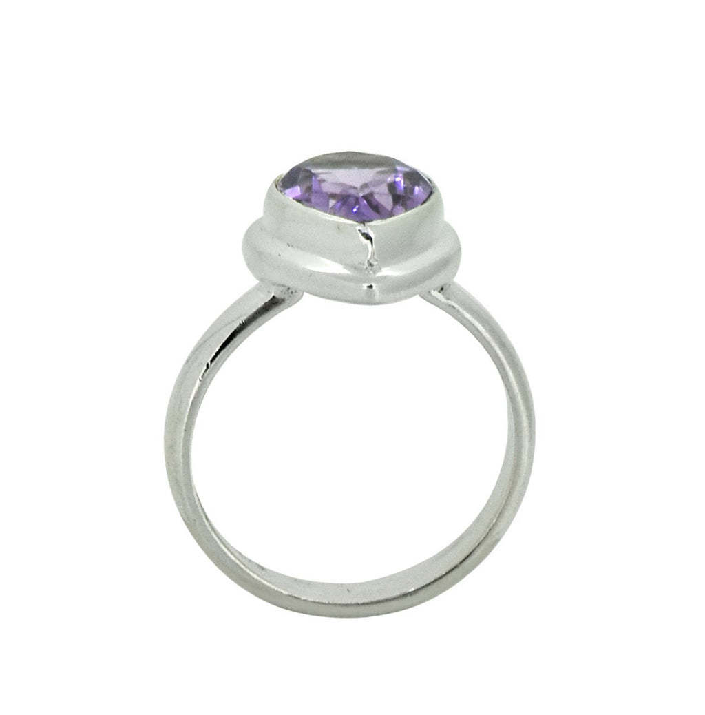Purple Amethyst 925 Sterling Silver Solitaire Ring: 9