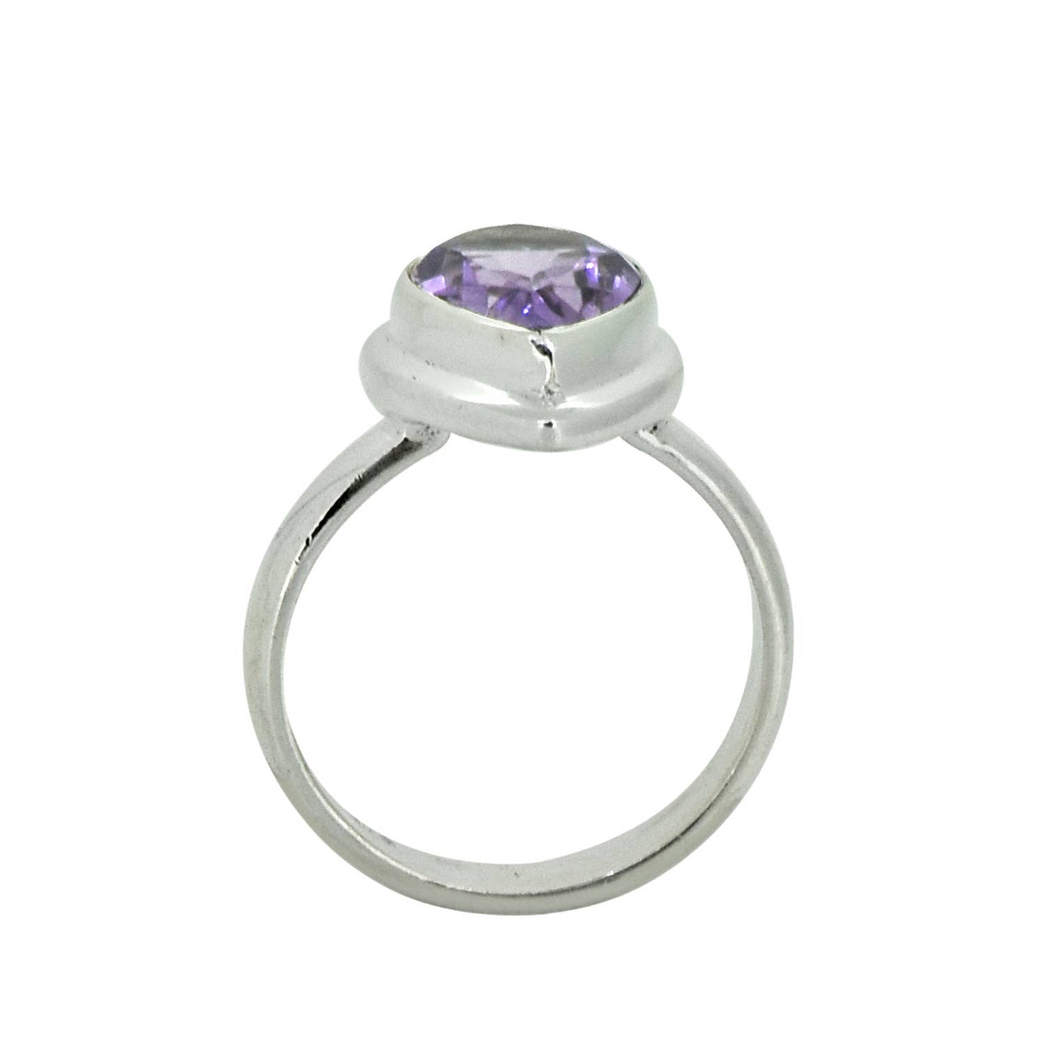 Purple Amethyst 925 Sterling Silver Solitaire Ring: 9