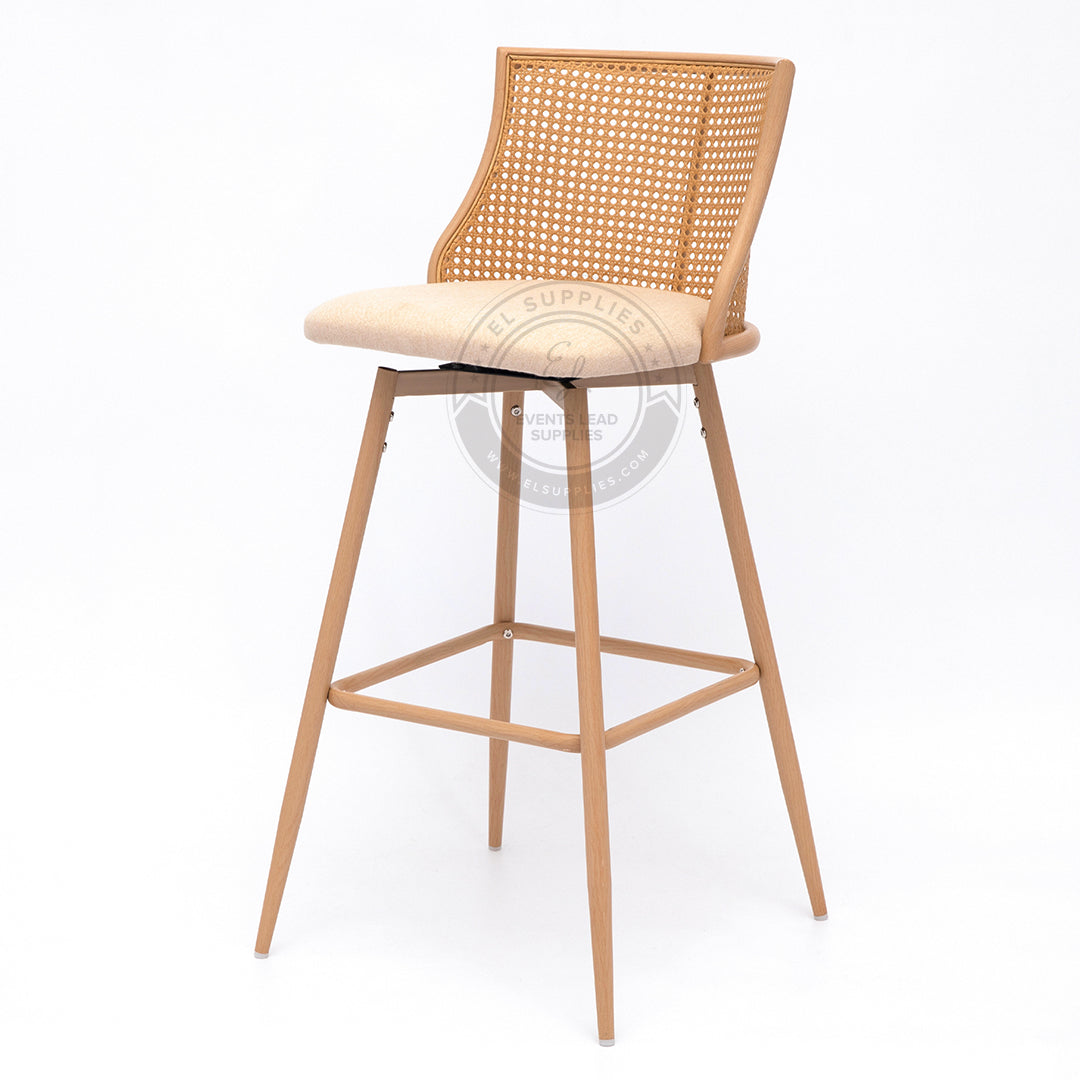 ASILAH Beige Rattan Swivel Barstool