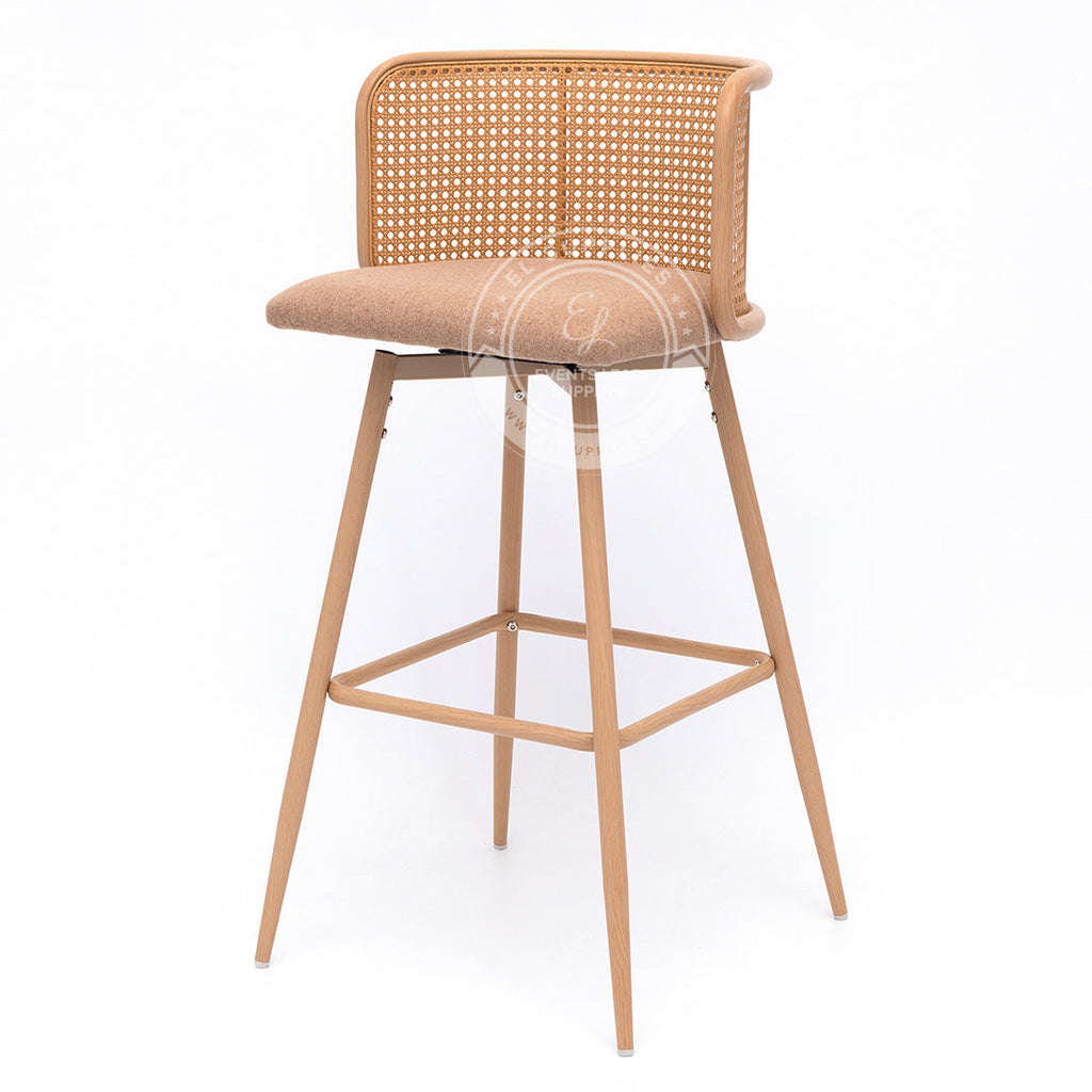 IMLIL Brown Rattan Swivel Barstool