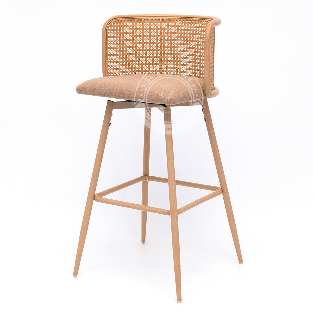 IMLIL Brown Rattan Swivel Barstool
