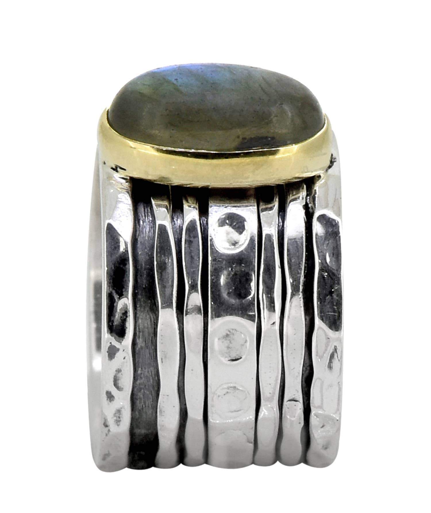 Labradorite 925 Sterling Silver Brass Spinner Ring: 8
