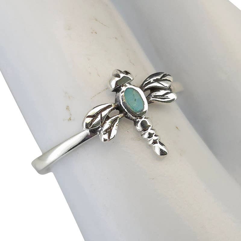 Turquoise Sterling Silver Dragonfly Ring: 9