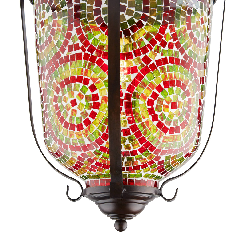 15.5" Anjelica Bullet-Shaped Red & Green Glass Ceiling Light