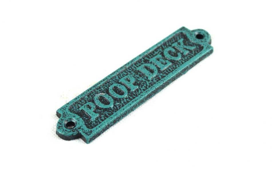 Seaworn Blue Cast Iron Poop Deck Sign 6"