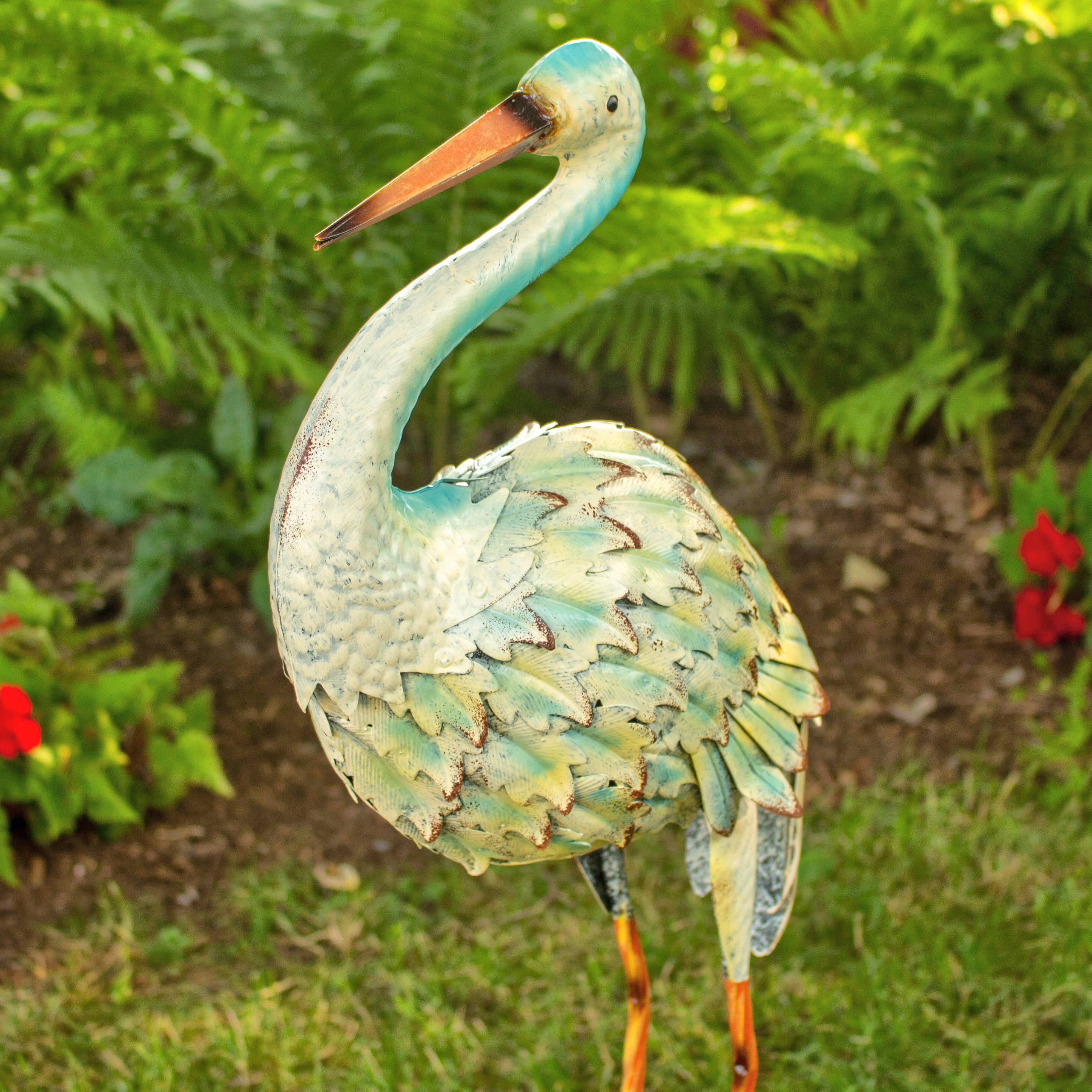 Iron Great White Heron Yard Figurines in 6 Assorted Styles