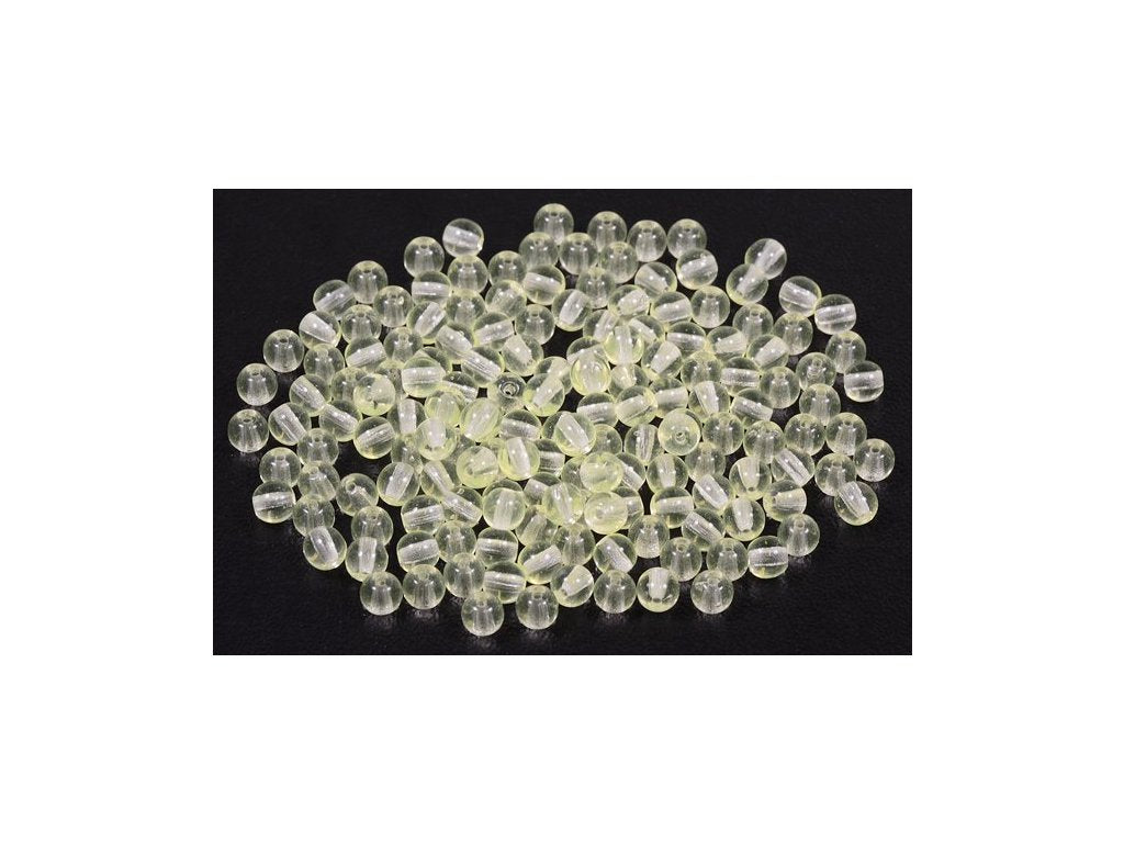 Round Pressed Beads, Transparent Yellow, Glass, Czech Republic