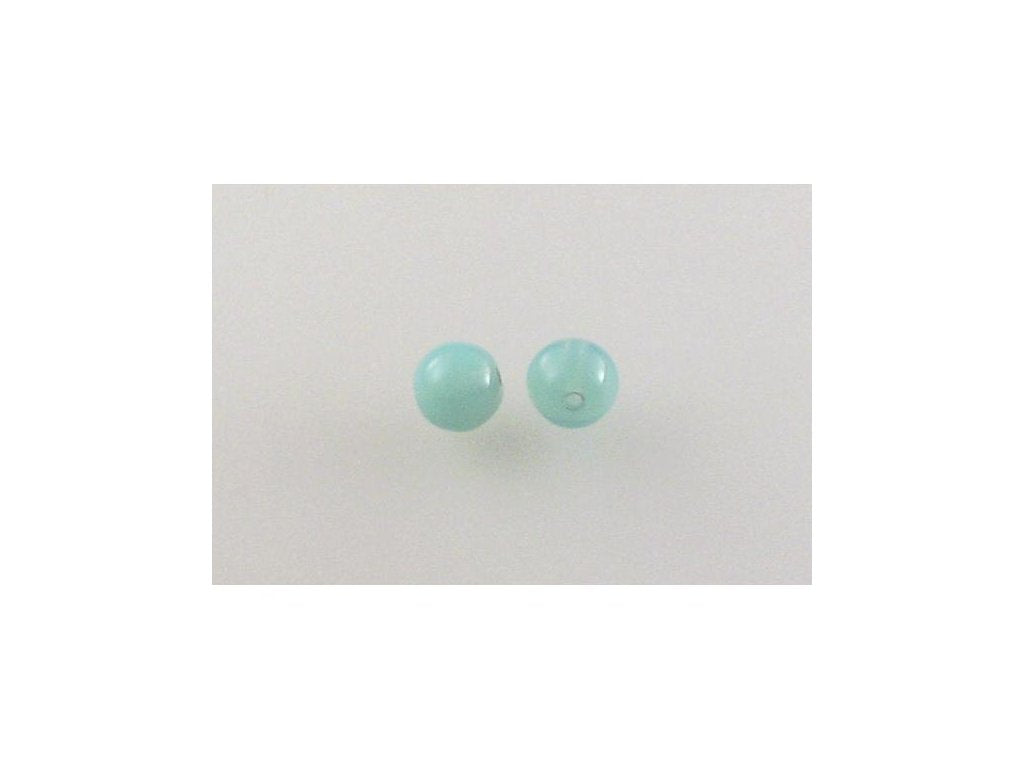 Round Pressed Beads, Opal Aqua, Glass, Czech Republic