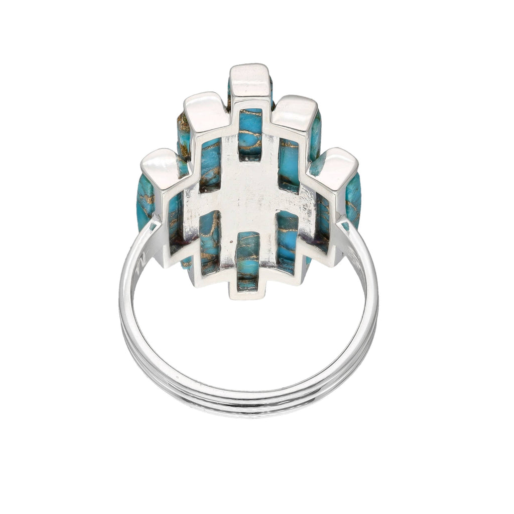 Blue Mohave Turquoise 925 Sterling Silver Statement Rings: 7