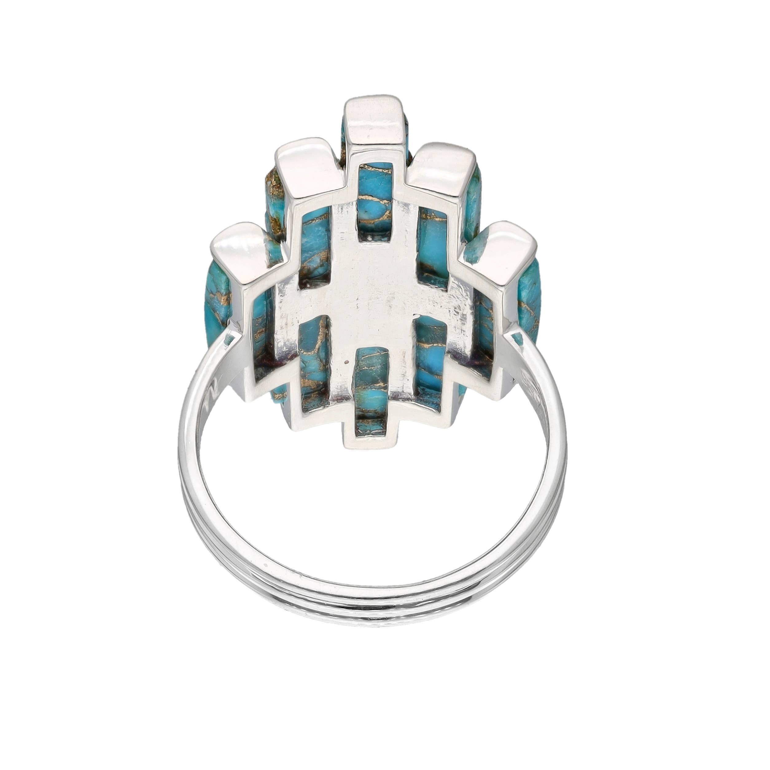 Blue Mohave Turquoise 925 Sterling Silver Statement Rings: 7