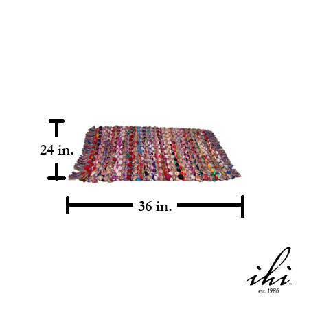 Colorful Jute Rug with Fringe
