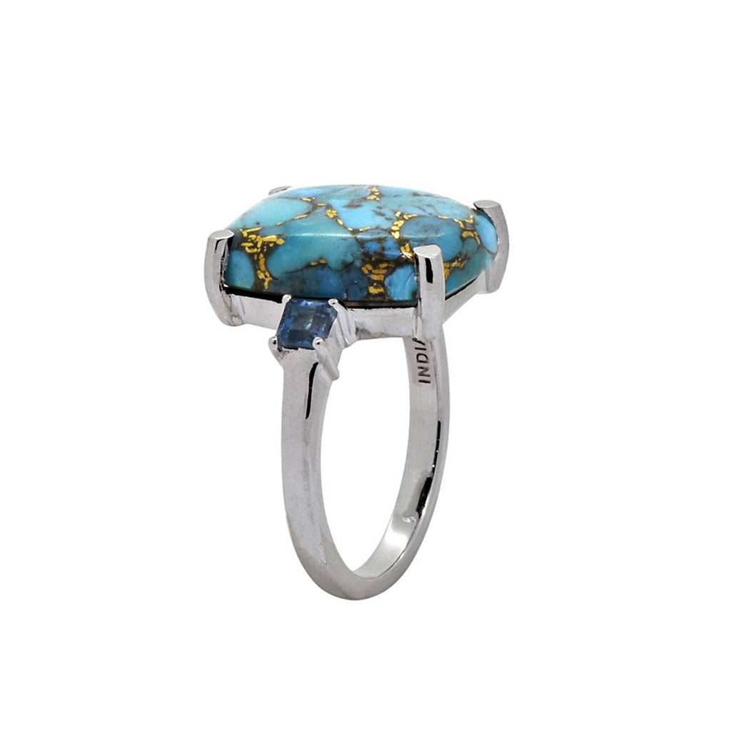 Blue Copper Turquoise 925 Sterling Silver Gemstone Ring: 6