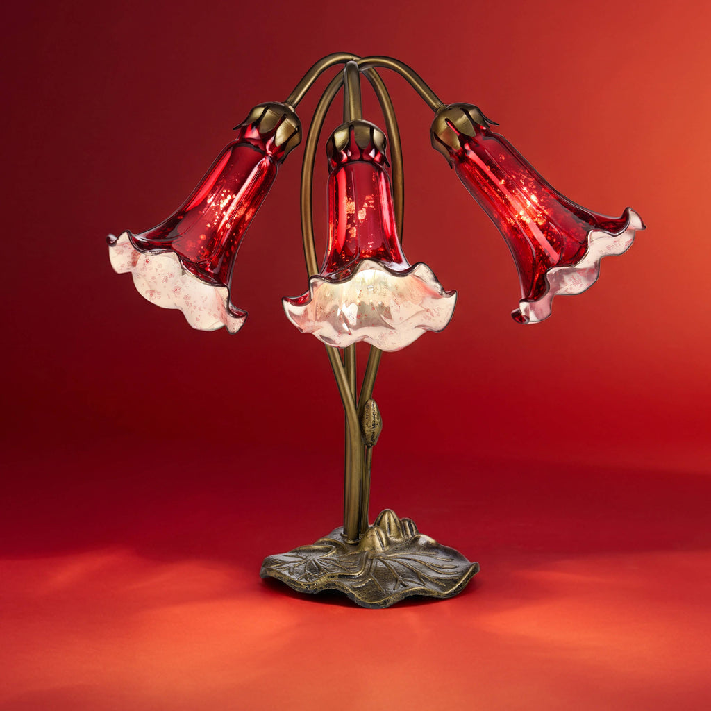 16"H Hand Blown Glass 3 Lily Downlight Table Lamp