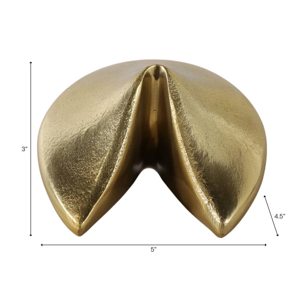 Metal Fortune Cookie Decorative Figurine - Gold, 5 in.