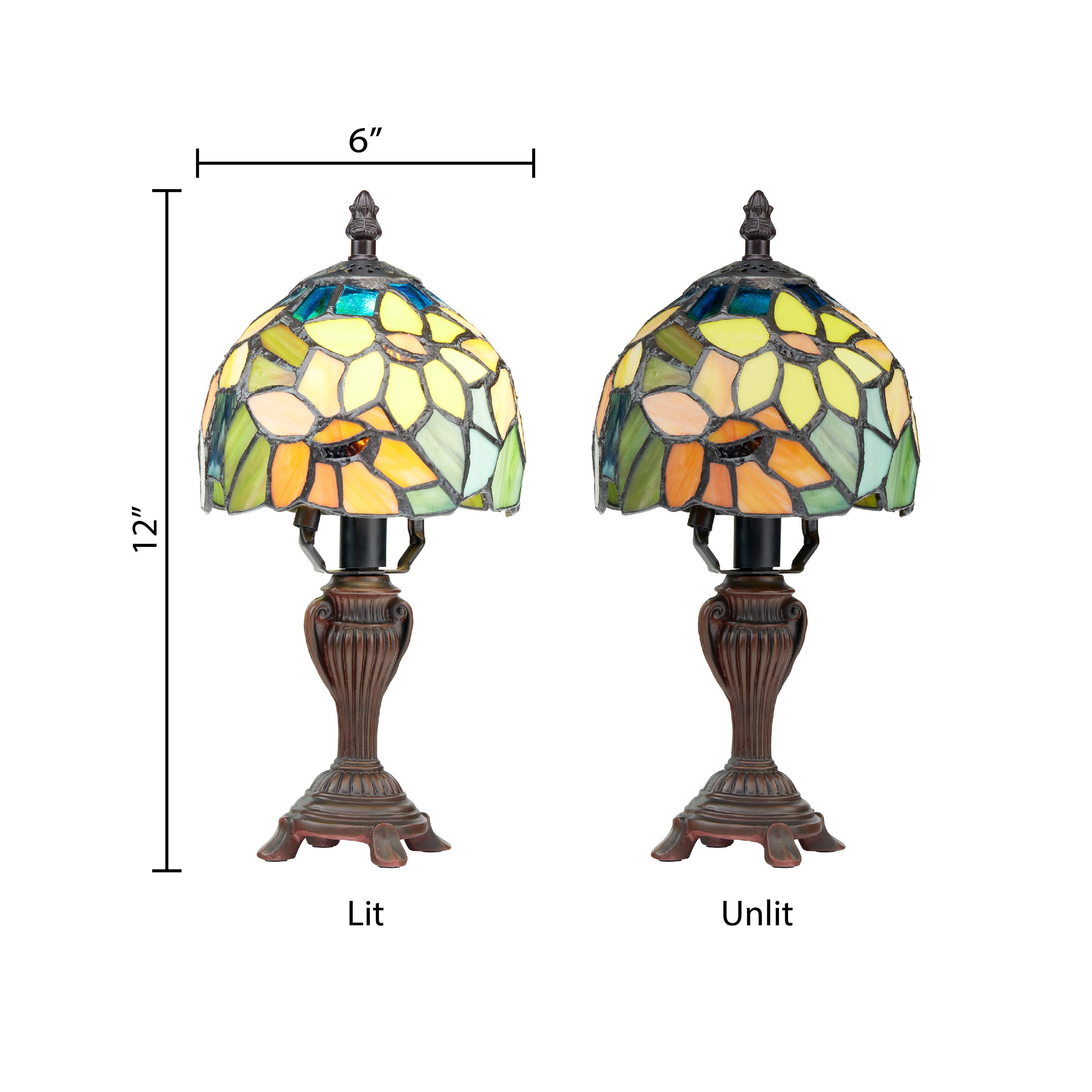 12" Sunflower Blossoms Tiffany Candlestick Accent Lamp