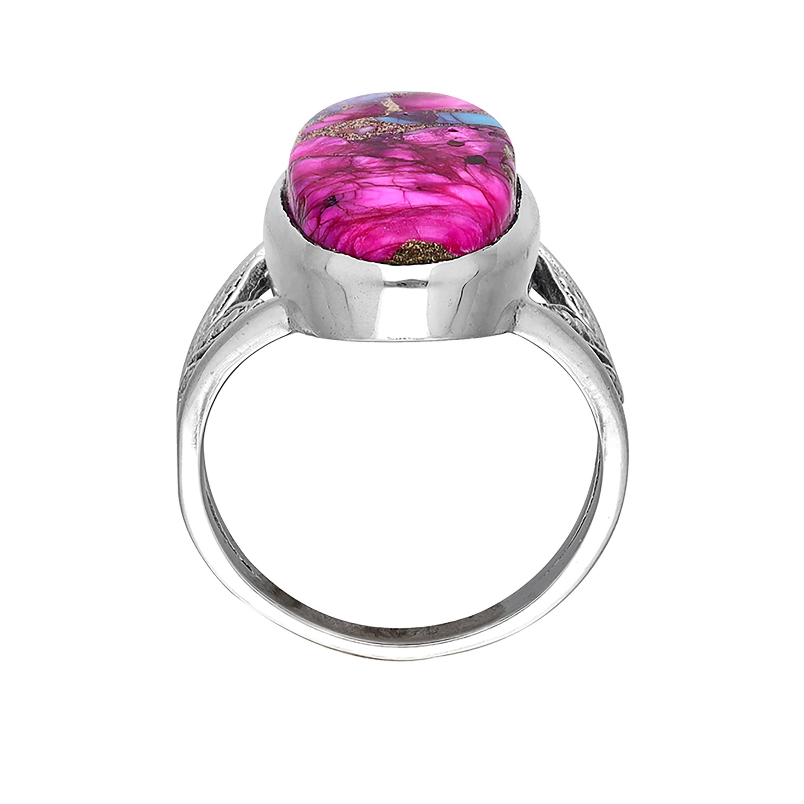 925 Silver Aurora Grove Pink Mohave Turquoise Ring: 7