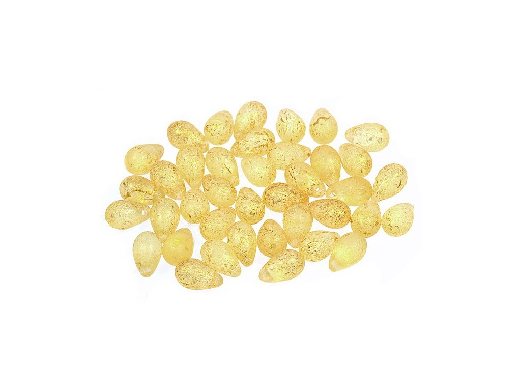 Pressed Beads Drop, 80130 Etched 56902, Glass, Czech Republic