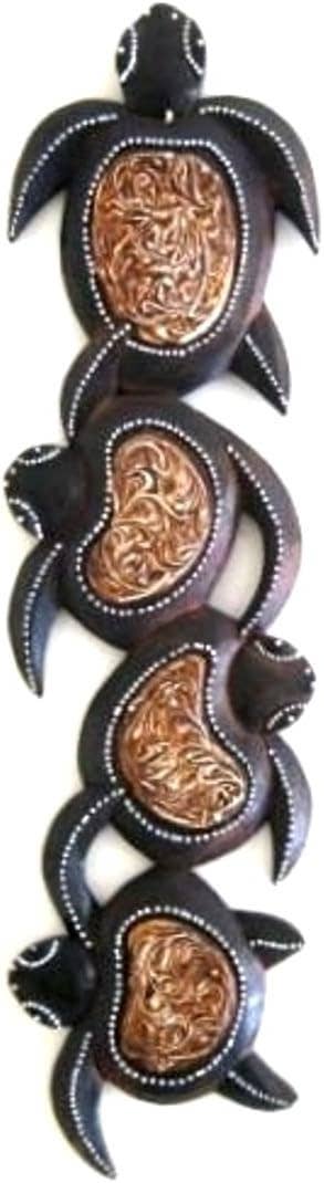 Wood Turtle Wall Hanging Statue Coastal Beach Decor -18"