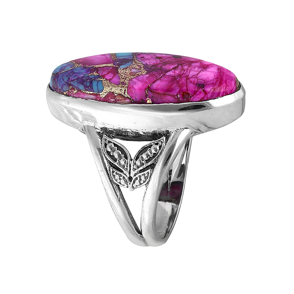 925 Silver Aurora Grove Pink Mohave Turquoise Ring: 8