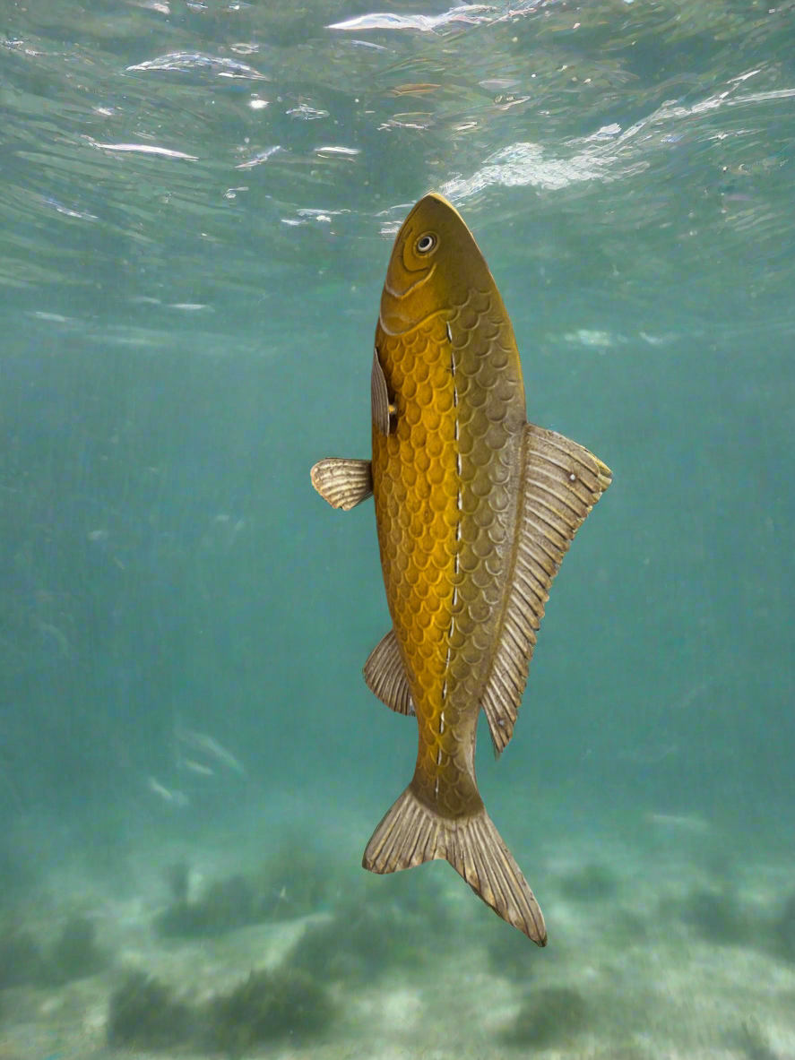 Decorative Fish Sculpture Yellow and brown Plastic or resin
