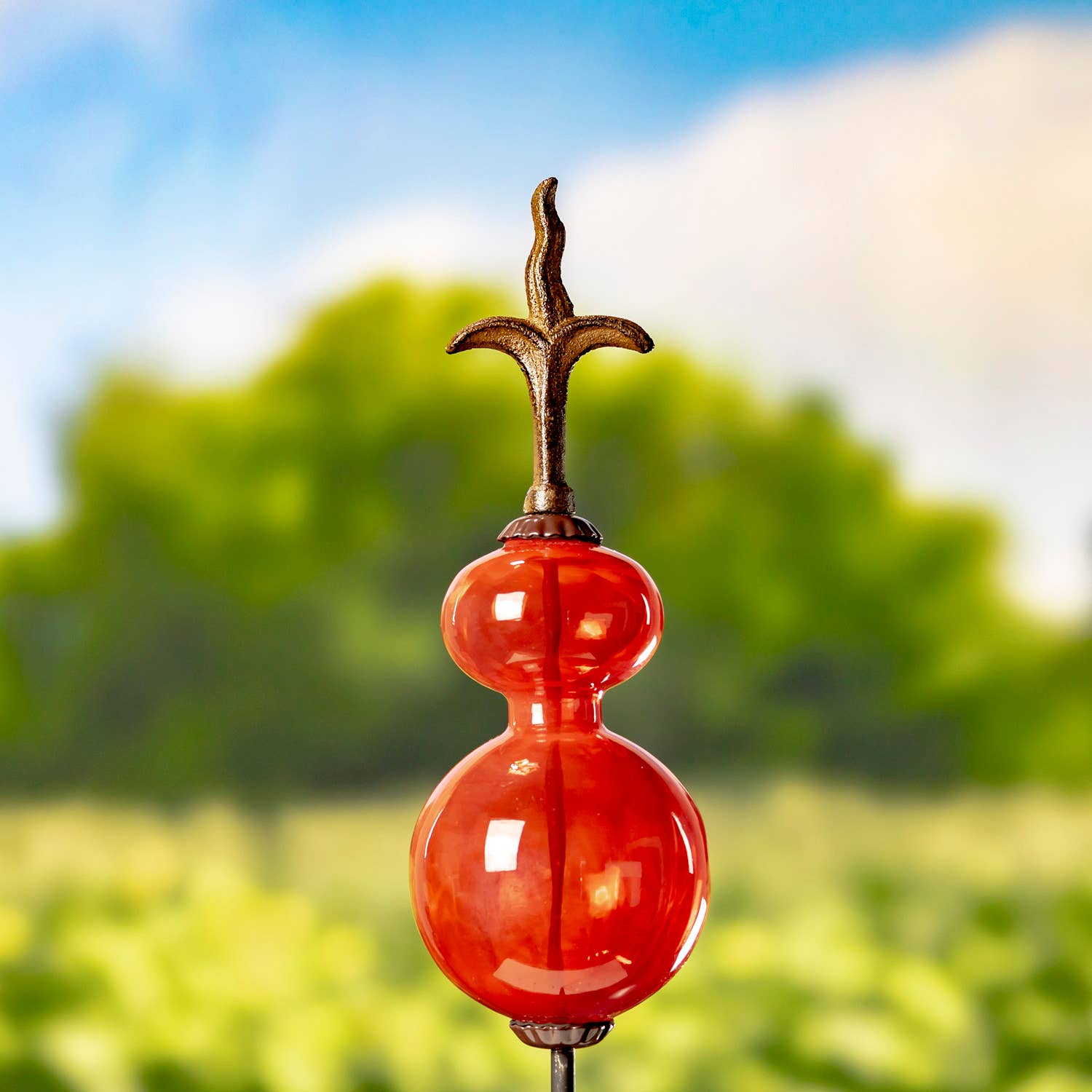 55" Tall Glass Globe Iron Garden Stake- 6 Assorted