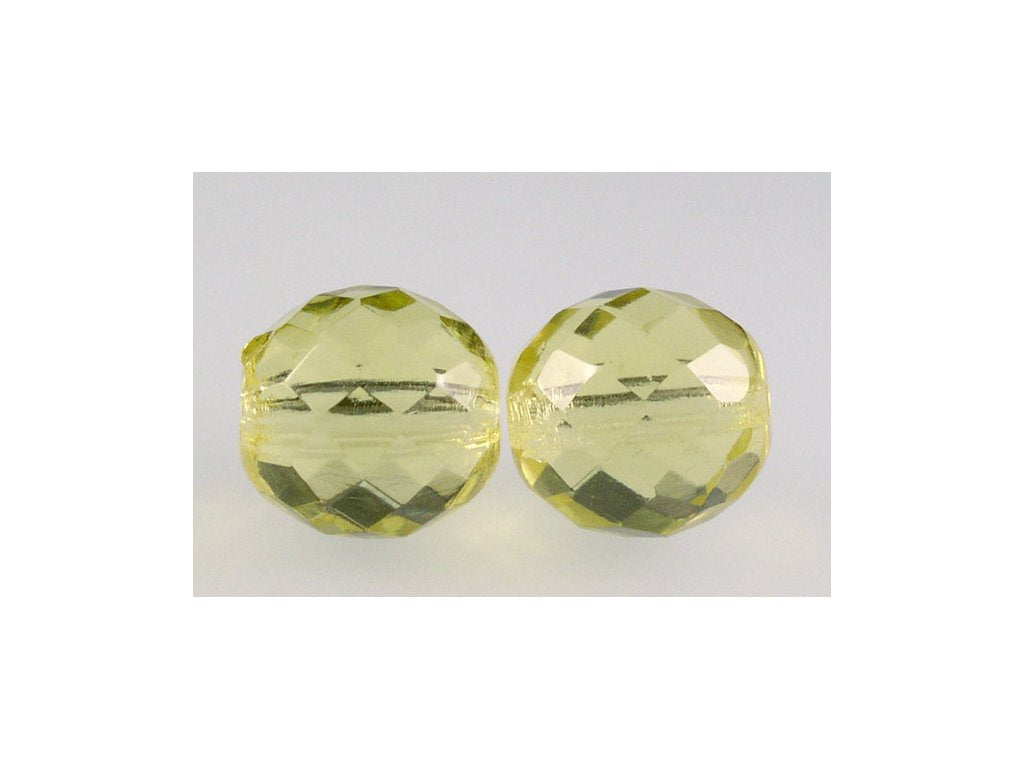 Faceted Round Fire Polished Beads, Transparent Yellow (80120), Glass, Czech Republic