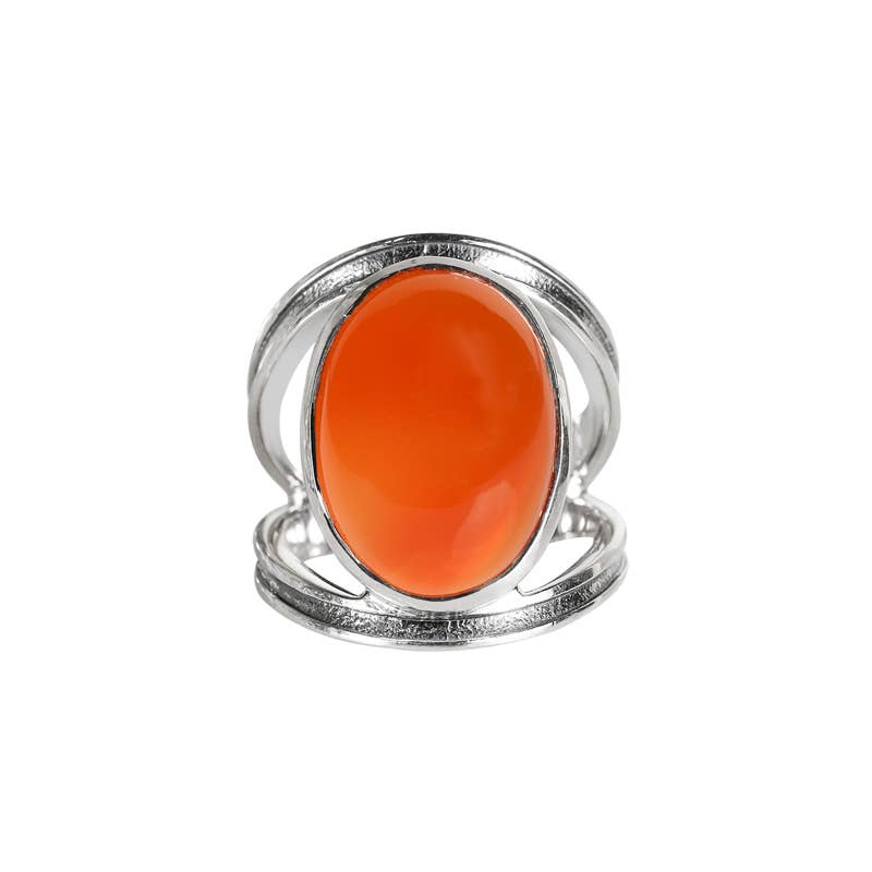 925 Silver Carnelian Emberline Crest Statement Ring: 8