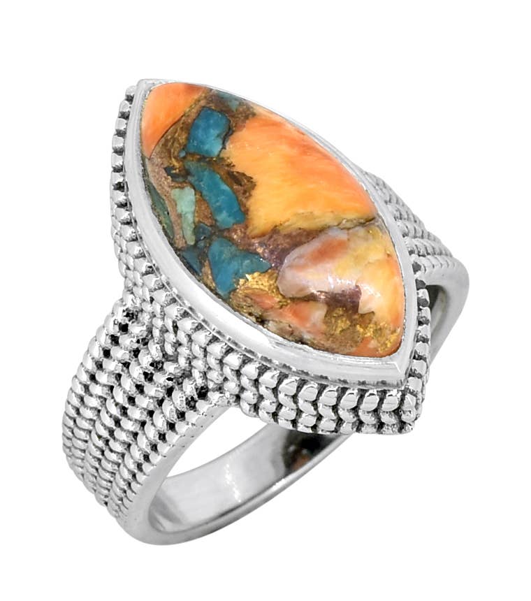 Oyster Mohave Turquoise 925 Sterling Silver Bold Ring: 9
