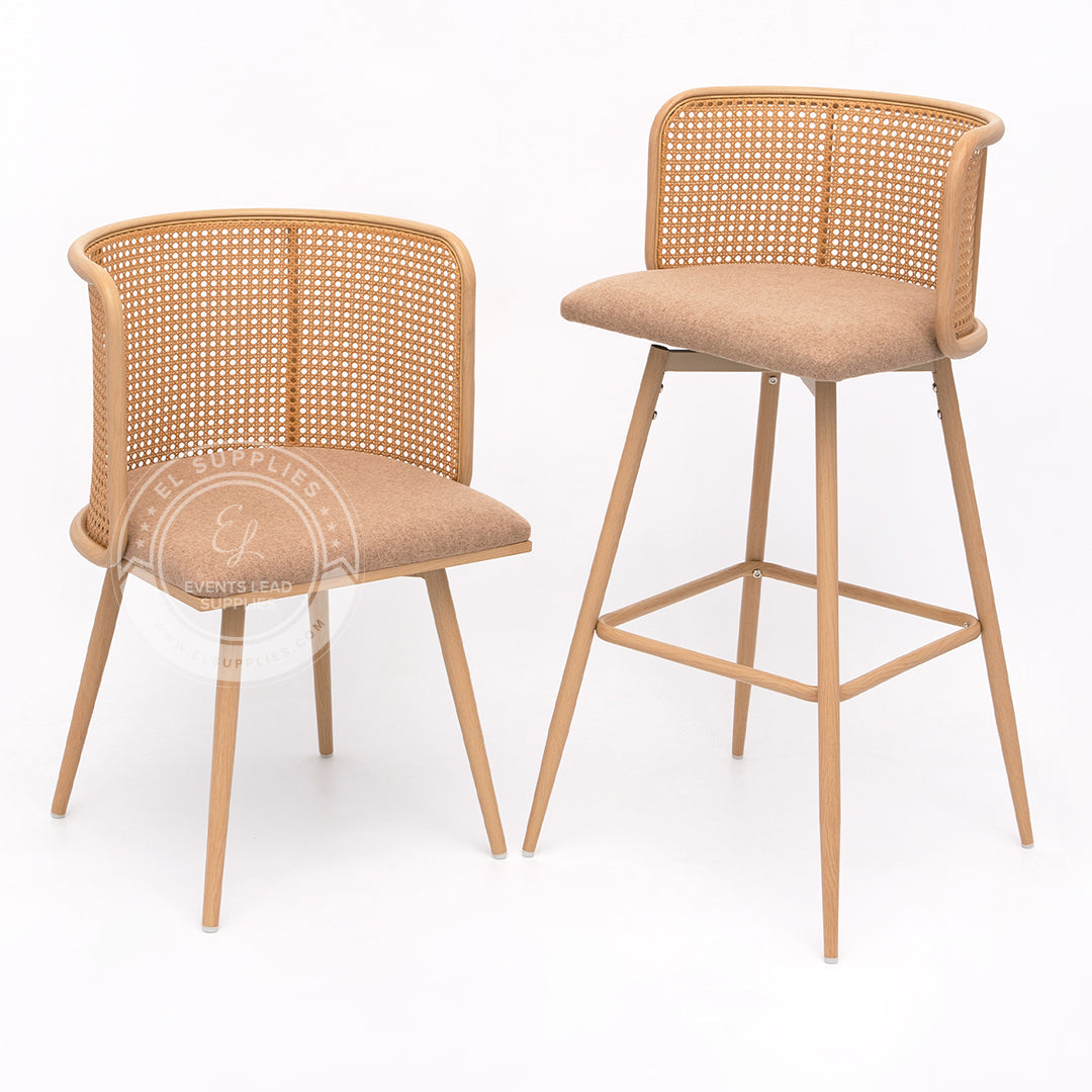 IMLIL Brown Rattan Swivel Dining Chair