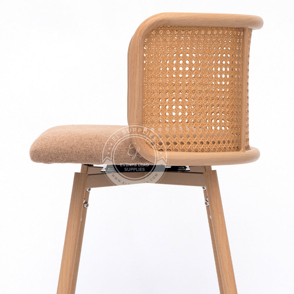 IMLIL Brown Rattan Swivel Barstool